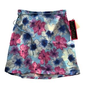 Vintage Floral Mini Skirt in Blue, Pink and Purple